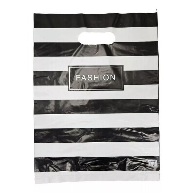 100 Bolsa Boutique Polipapel Decorada Diseño 25x35cm Color Negro Fashion