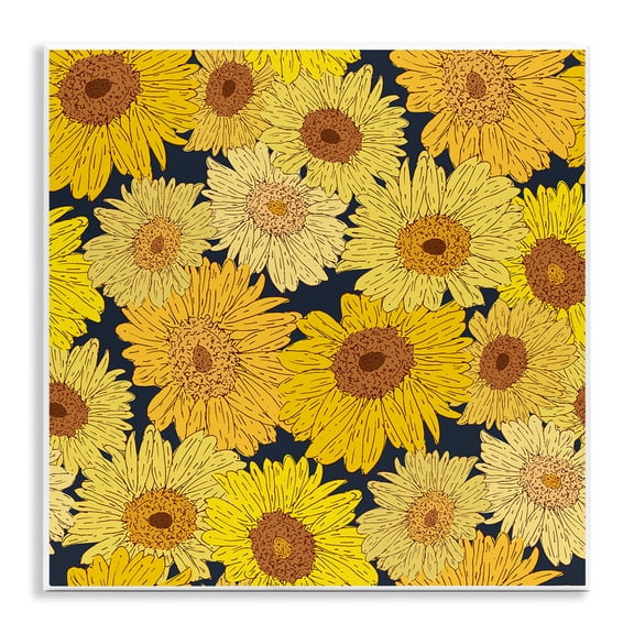 Stupell Industries Charming Country Sunflowers Pattern Floral Painting Unframed Art Print Wall Art, 12 x 12