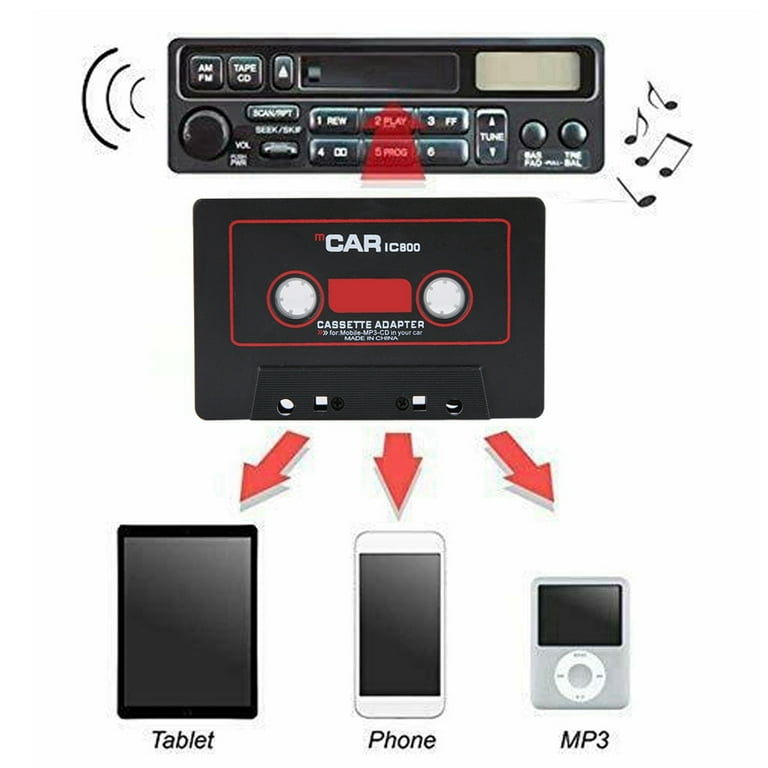 Tebru Car Cassette Adapter,Car Stereo Cassette Tape Adapter CD MD