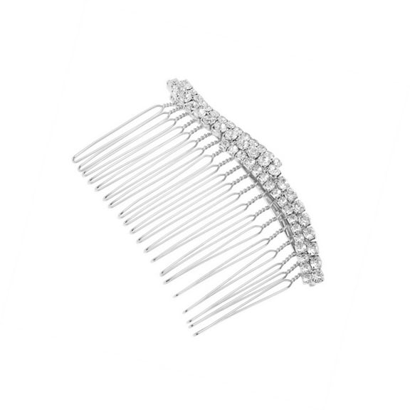 Vocoste 1 Pc Women's S-shaped Rhinestones Side Comb for Parties Silver Tone Alloy