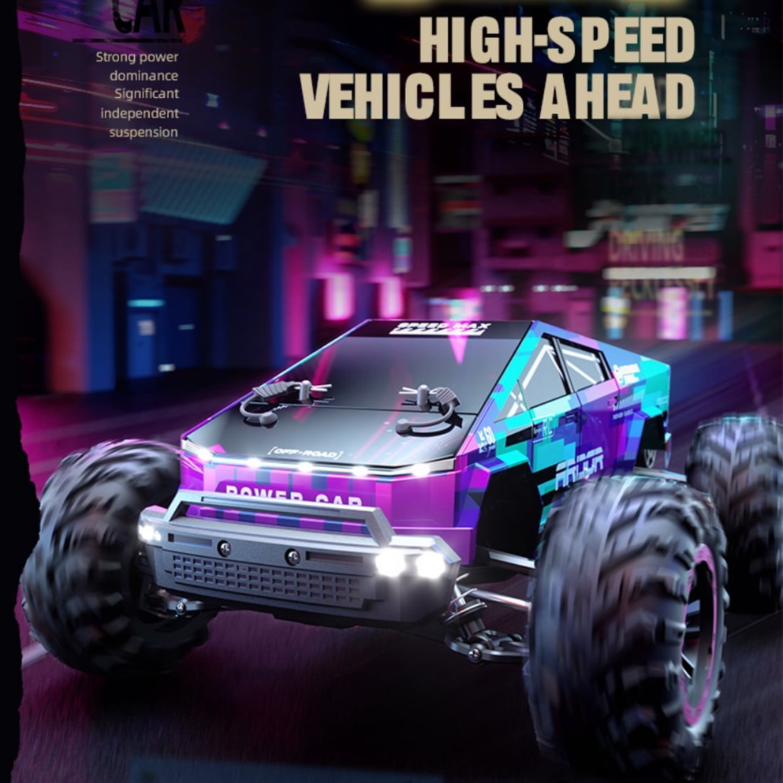 4WD High Speed RC Off Road Racing Car 2.4G Remote Control Electric Climbing Truck With LED Lights Powerful Motor All Terrain Vehicle Model For Adults Hobbyists - Purple