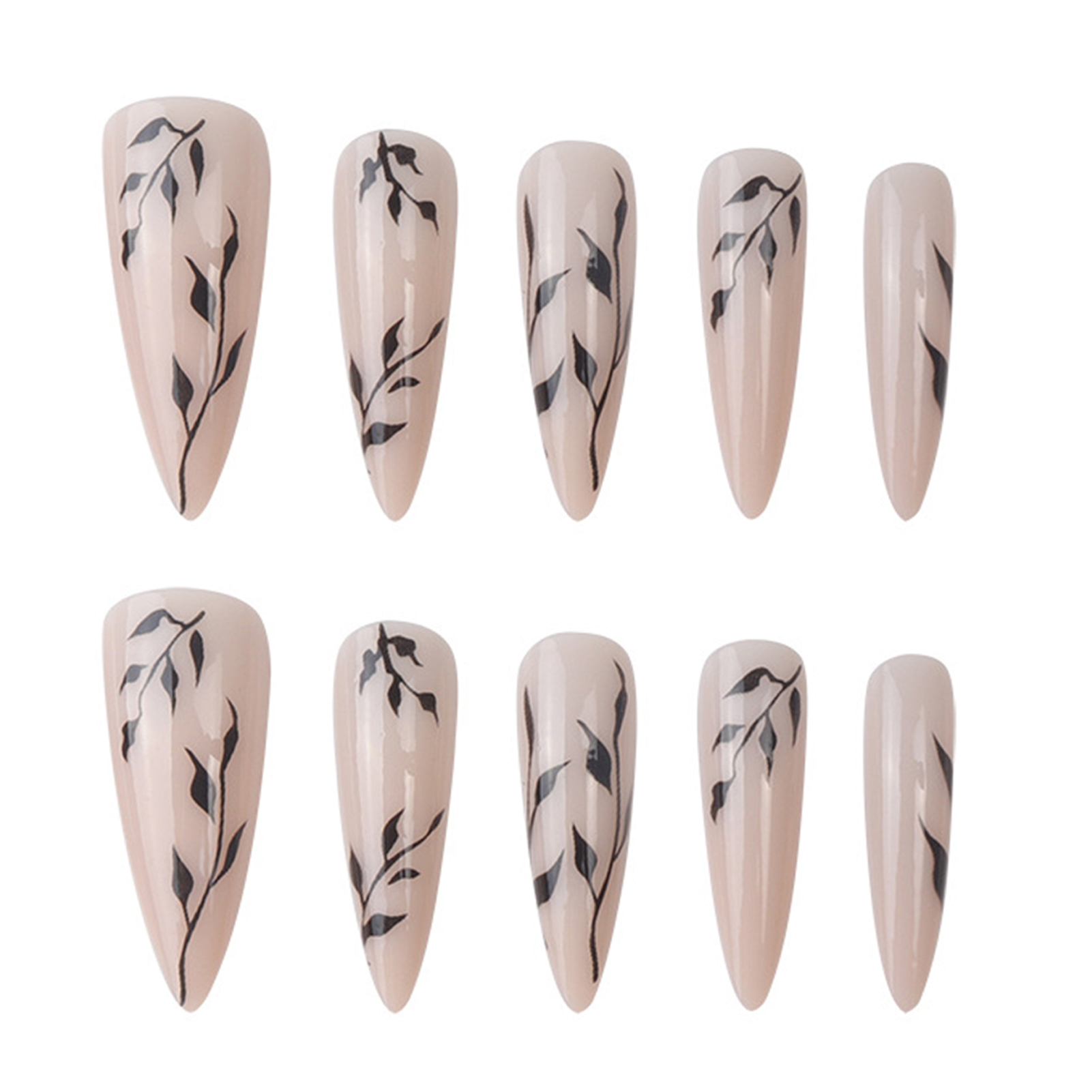 Leaf Prints Cuspidal Artificial Nails Recyclable Full Cover Nail