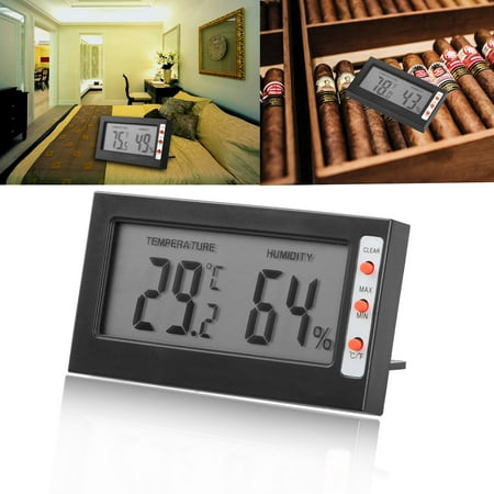 Hygrometer Thermometer, EEEKit Adjustable Mini Digital Indoor Temperature Humidity Meter Gauge Monitor with Buttons for Car Incubators Brooders Cigar (Best Way To Measure Room Temperature)