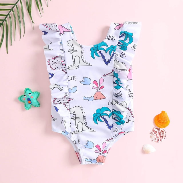 Toddler Girls Swimwear 1 Piece Ruffle Quick Dry Girls Bathing Suits 18-24 Months