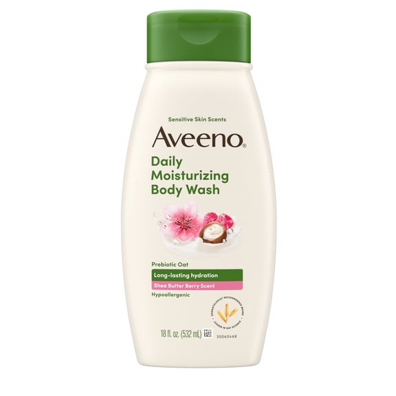 Aveeno Daily Moisturizing Body Wash, Shea Butter Berry Scent, 18 fl. oz