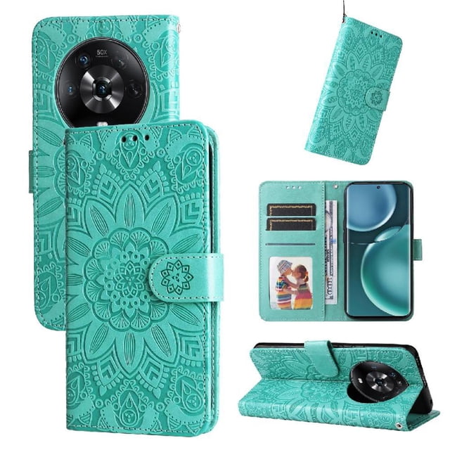 Funda tipo cartera GANGXUN para Honor Magic 4 Pro , diseño girasol, cuero PU, soporte, cierre magnético, tarjetero