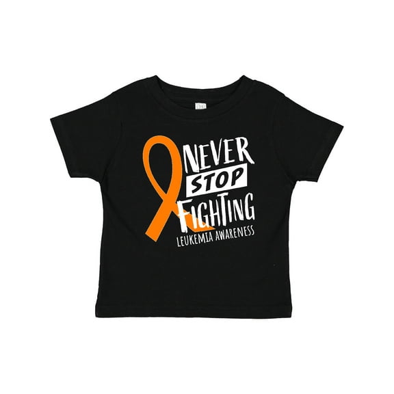 Inktastic Never Stop Fighting Leukemia Awareness Orange Ribbon Boys or Girls Baby T-Shirt