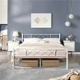 Yaheetech Full Iron Slat Metal Platform Bed Frame with Headboard and