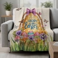thumbnail image 2 of Beige Happy Easter Blanket Soft Cozy Warm Throw Blanket for Couch, Plush Fuzzy Flannel Fleece Blankets for Sofa, Spring Easter Eggs Floral Rustic Bed Blankets Lightweight Gifts for Women, 50"x80", 2 of 9