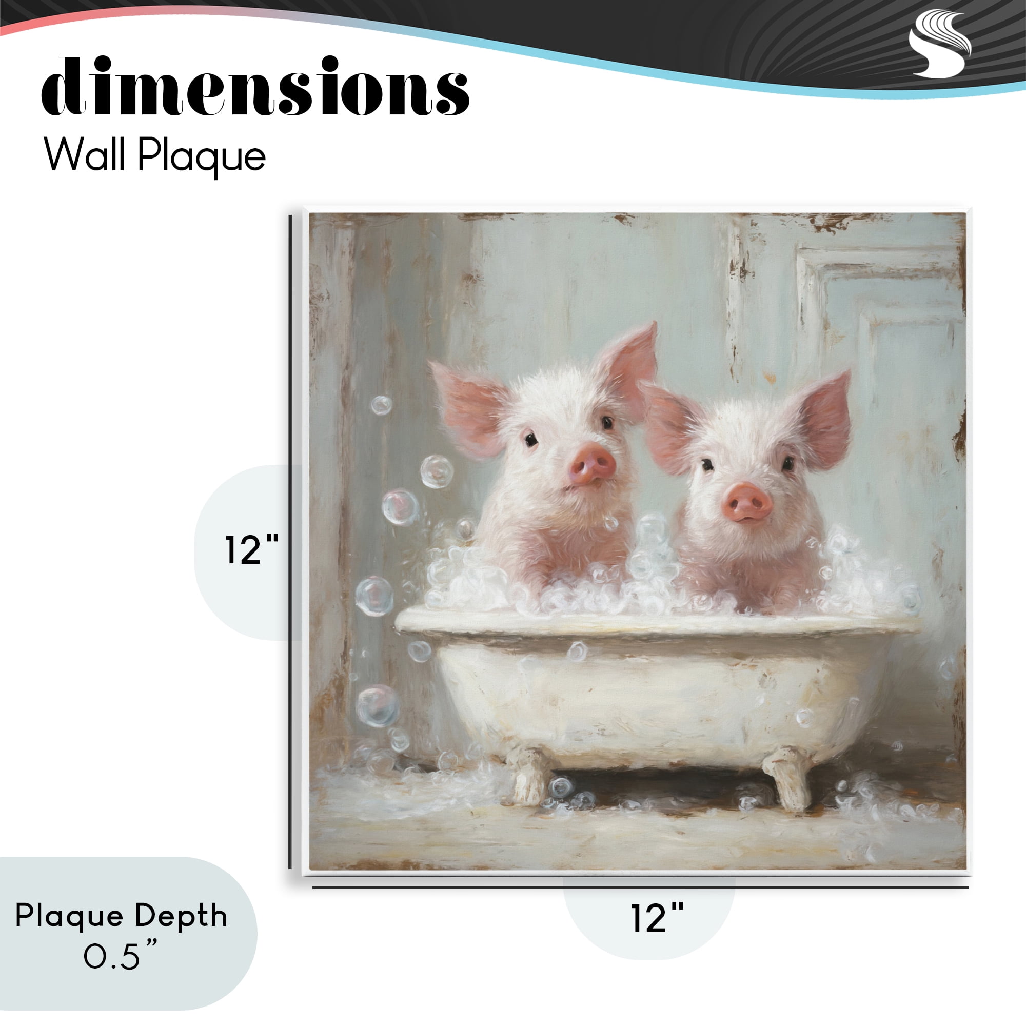 Stupell Industries Piglet Bubble Bath Wall Plaque Art, design by Tina LeCour