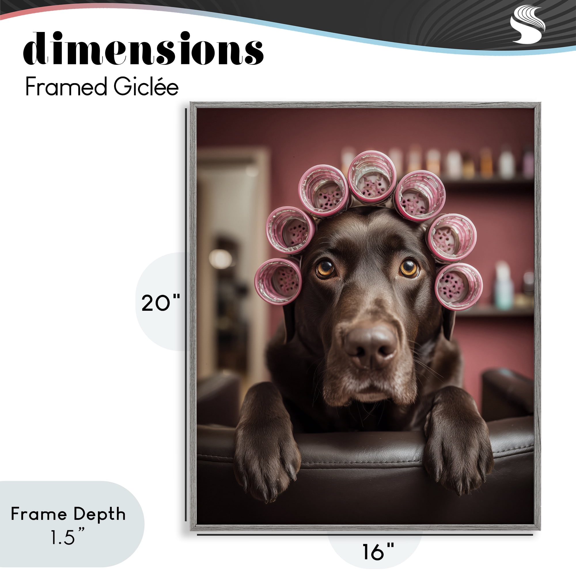 Stupell Industries Dog at Salon with Curlers Gray Framed Giclee Art, design by Scott Stulberg