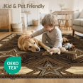 thumbnail image 4 of ODIKA Border Southwestern Aztec Motif Frame Spotted Cabin Distressed Refined Foldable Easy Care for Queen Size Bedroom, Under Bed, Master Suite, 4 of 7