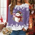 thumbnail image 4 of Towmus Christmas Sweatshirts for Women Loose Fit Snowman Printed Graphic Sweatshirts Roundneck Fall Pullover Tops, 4 of 7