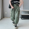 thumbnail image 6 of GYRATEDREAM Cargo Pants for Girls Cargo Jogger Pants Casual Girl's Elastic Waist Cargo Pants with Pockets 6-14T, 6 of 9