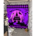 thumbnail image 5 of Halloween Castle Shower Curtain Set ，Waterproof Fabric Shower Curtains Bat Witch Black Plaid Purple Background Shower Curtains for Bathroom,Bathroom Decor 54x"78", 5 of 6
