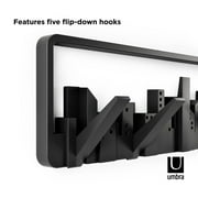 Umbra Skyline 5 Hook Modern Wall Mounted Coat Rack Black