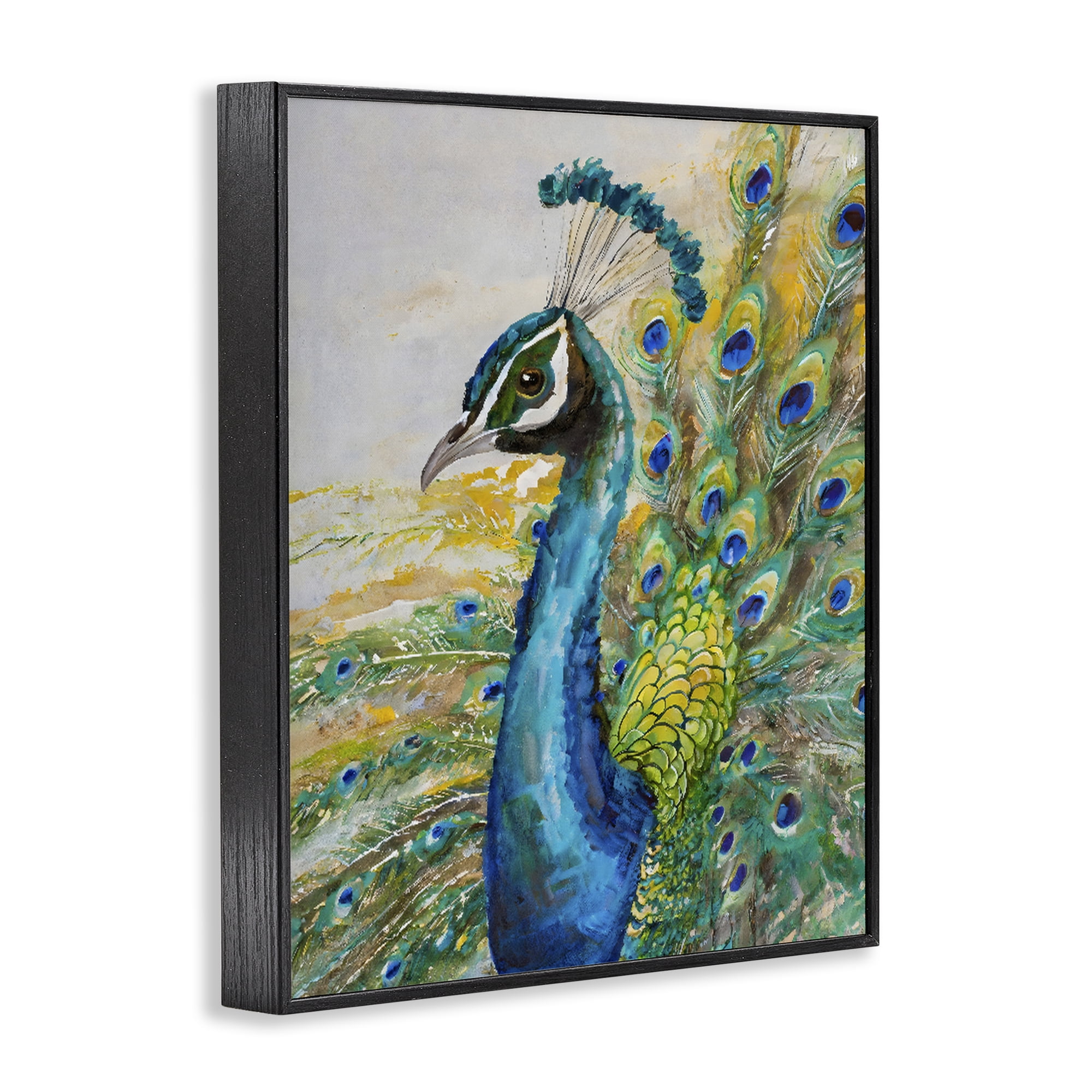 Stupell Industries Regal Blue Peacock Feathers Black Framed Giclee Art, design by Creative Studio