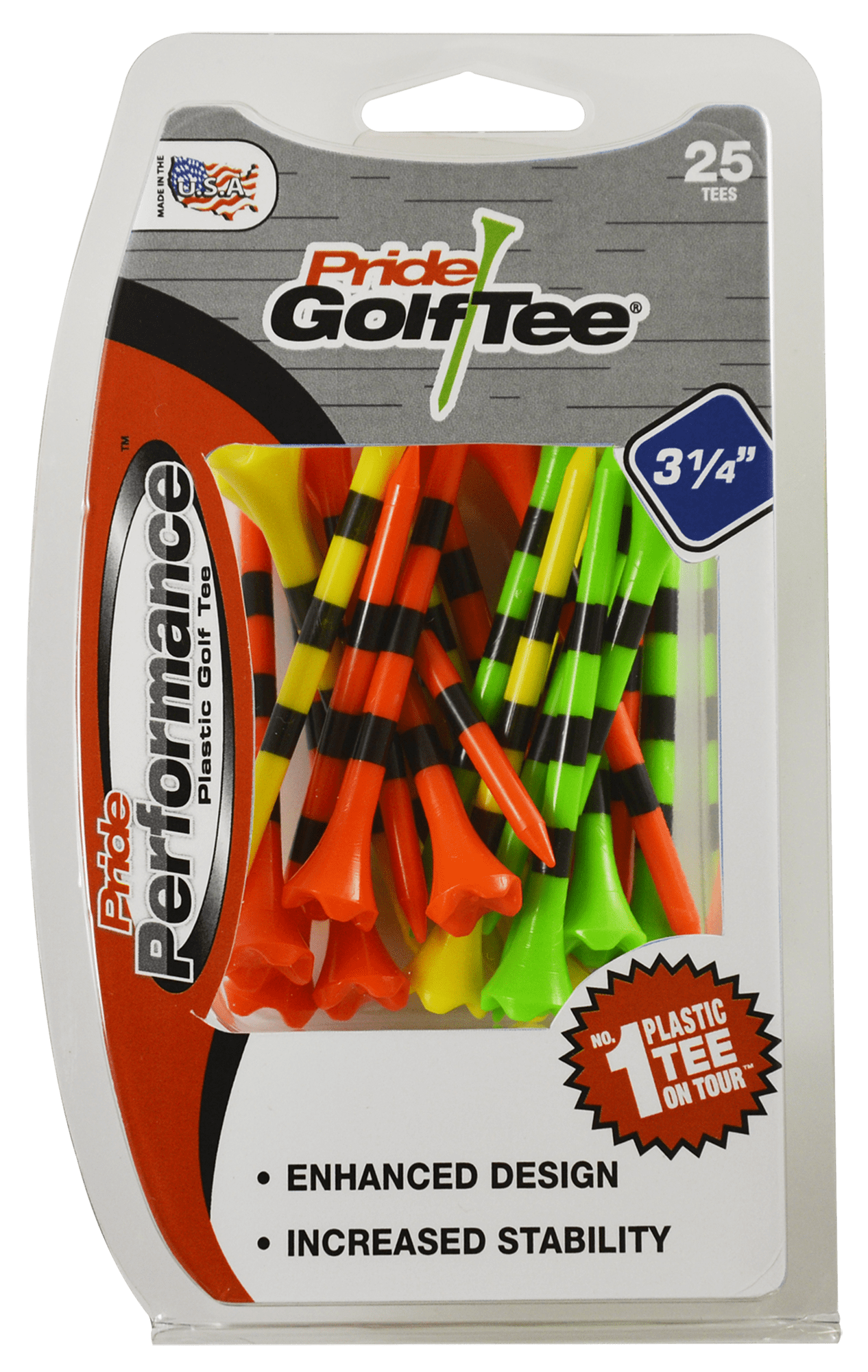 Pride Naturals Pride Performance 3-1/4" Striped Fruit Mix Golf Tee, 25 count