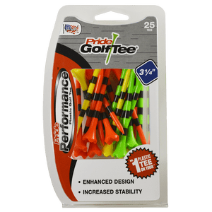 PrideSports Performance Golf Tees, 3.25", 25-Pack