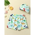 thumbnail image 3 of Wassery Toddler Boys Swimsuit Shorts Print Swim Trunks Bathing Suit Beach Swimming Shorts Beachwear with Swim Cap 2-6 Years, 3 of 8