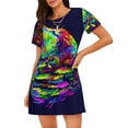 thumbnail image 1 of Balery Howling Wolf Camisón de manga corta con cuello redondo para mujer, cómodo y elegante., 1 of 6