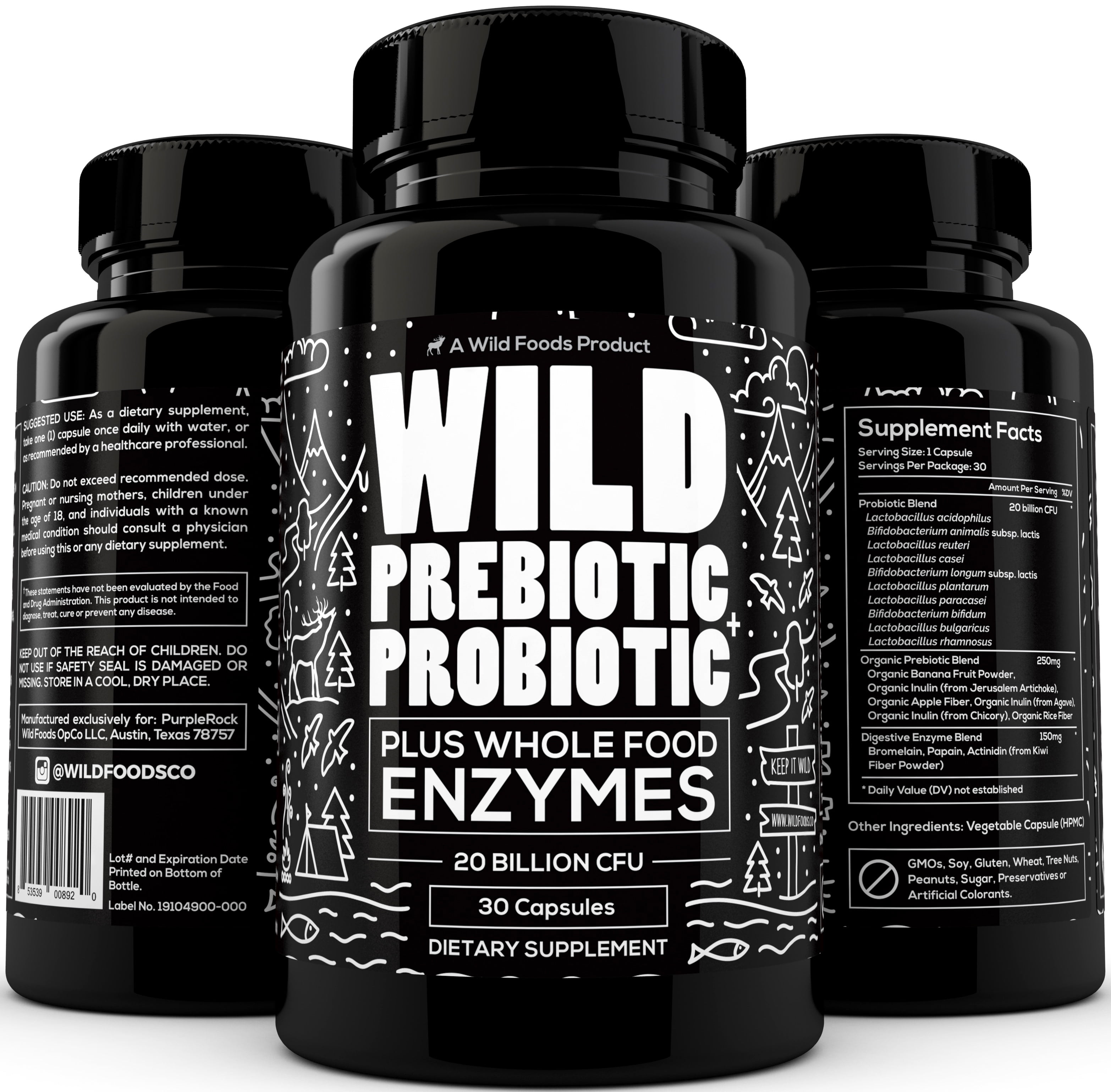 Wild Foods Prebiotics and Probiotics For Men & Women 30 ct