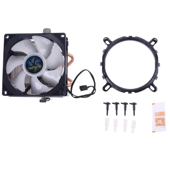 Jesscasday Silent CPU Cooler LGA/2011/115X/775 3 Pin PC Cooling Radiator 2 Copper Tubes 5 Colors LED Cooling Fan