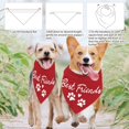 thumbnail image 4 of 1 Pc Best Friends Dog Bandana Red Paw Print Heart Pet Scarf Friendship Theme Adjustable Triangle Bibs Washable Cotton Handkerchief Accessories for Medium Large Dog Pet DIY, 4 of 6