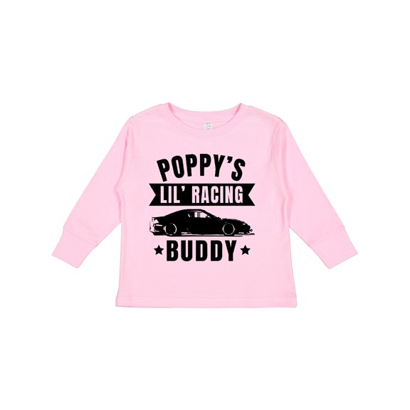Inktastic Poppy's Lil' Racing Buddy with Car Silhouette Boys or Girls Long Sleeve Toddler T-Shirt
