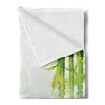 thumbnail image 2 of Spa Soft Flannel Fleece Throw Blanket, Bamboo Background with Towel Flowers Candled and Hot Massage Stones, Cozy Plush for Indoor and Outdoor Use, 70" x 90", Green White and Brown, by Ambesonne, 2 of 5