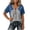 Gray, variant on Women's Henley Tops V Neck Summer Casual Blouse Tee Denim Patchwork Comfortable Short Sleeve Shirts Black S