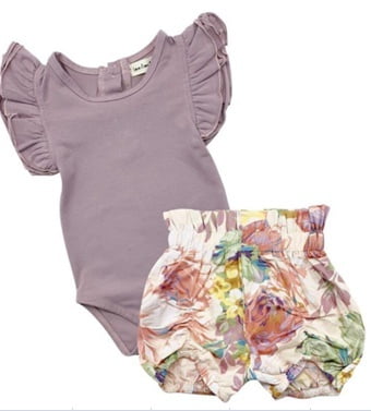 COTRIO Newborn Baby Girls Outfits Infant Floral Romper Clothes Bloomer Shorts COTRIO Newborn Baby Girls Outfits Infant Floral Romper Clothes Bloomer Shorts