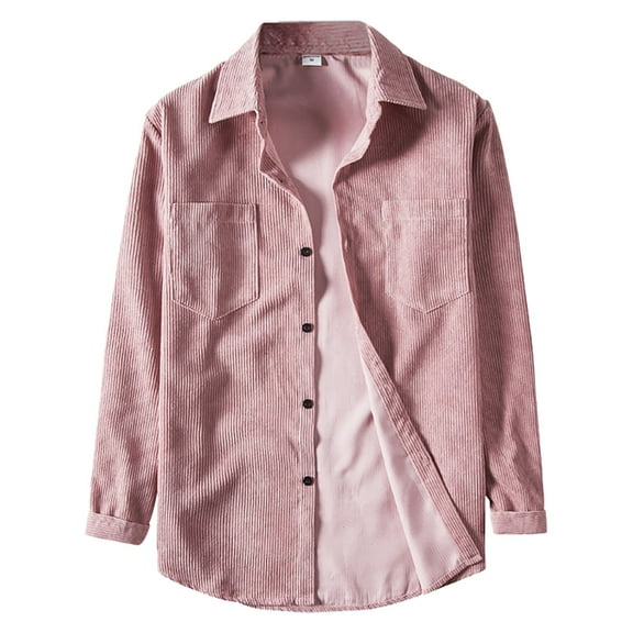 Bcfgryg Mens Spring And Autumn Solid Color Corduroy Long Sleeve Thickened Shirt Youth Fashion Casual Shirt Big and Tall Men's Shirts