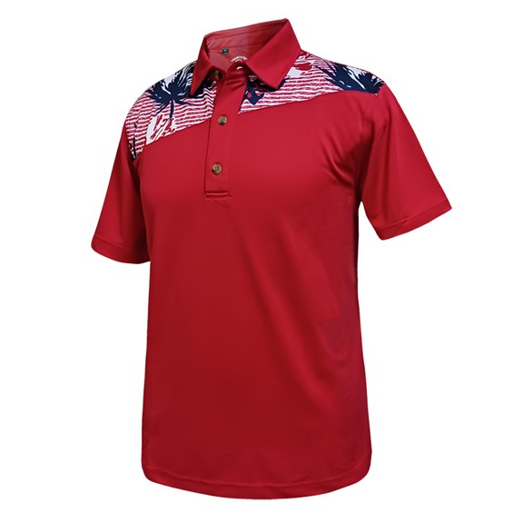 Monterey Club Men's Bahamas Fairway Print Block Golf Polo Shirt #1697