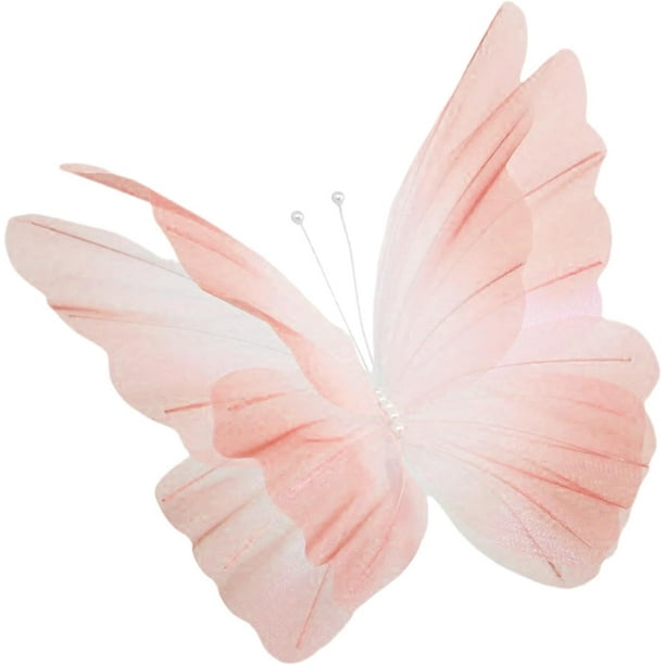 Decoración de boda, mariposa artificial de hilo, accesorios de fotografía decorativos para el hogar, decoración de pared de mariposa falsa para bodas y vacaciones, rosa, 50 x 40 cm