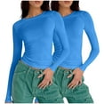 thumbnail image 1 of Birdeem T-Shirts à Manches Longues pour Femmes Mode Décontractée Col Rond Couleur Unie T-Shirt à Manches Longues Chandail Tops Manches 3/4 T-Shirts pour Femmes, 1 of 4