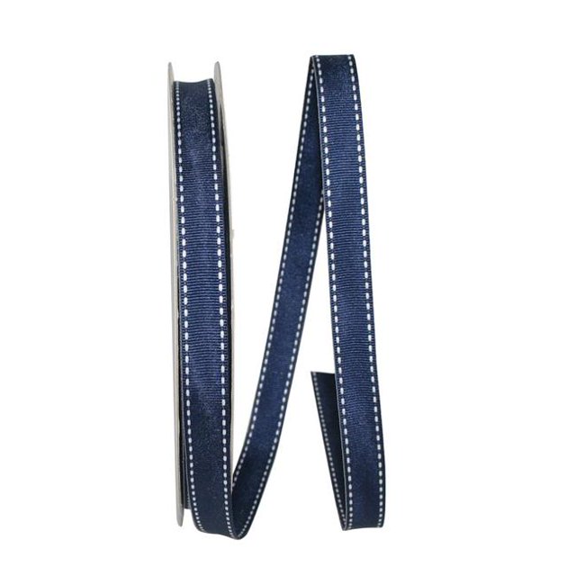 Reliant Ribbon 25133-055-03K 0.625 in. 50 Yards Grosgrain Saddle Stitch Ribbon, Navy