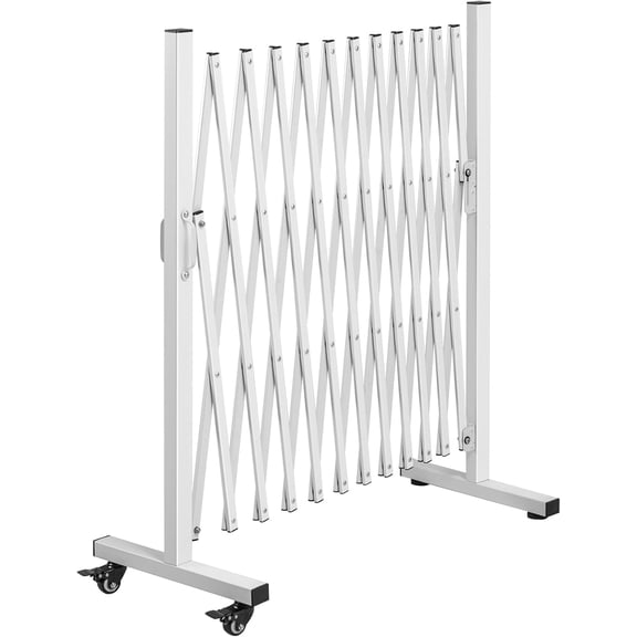 Aluminum Expandable Garden Fence, Portable Barricade Gate with Casters, Expansion Size 201×15.2×40.6 inches, Adjustable Flexible Fence Mobile Barricade Safety Barrier