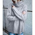 thumbnail image 6 of Women Oversized High Neck Pullover Sweater Cable Knit Long Sleeve Sweater Tops Gray M, 6 of 9