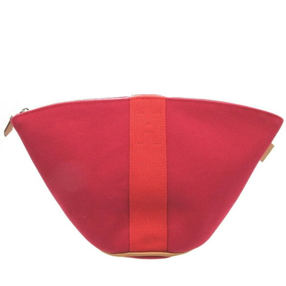 Pre-Owned Hermes Palmire Canvas Rouge Vif Prune Pouch 0179HERMES 6B0179EII5 (Good)