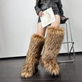 thumbnail image 4 of YTCAMLO Faux Fur Furry Snow Boots for Women Fashion Knee High Boots Round Toe Flat Winter Long Boots Comfortable Warm Outdoor, 4 of 6