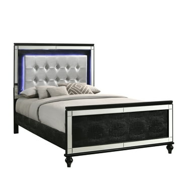 New Classic Furniture Valentine Solid Wood Twin Lighted Bed in Black