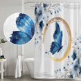 thumbnail image 4 of Shower Curtain Bathroom Set Watercolor Butterfly Flower Leaf Waterproof Fabric Shower Curtains with Grommets&Hooks, Blue Gray Floral Plant Privacy Bath Curtain for Bathtub 48x72in, 4 of 9