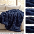 thumbnail image 3 of JERFIT Navy Faux Fur & Velvet Luxury Throw Blanket, Super Soft Plush Reversible Sherpa Fleece for Couch, Bed, Sofa, 3 of 10