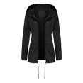 thumbnail image 5 of Womens Anorak Jacket Solid Color Zip Up Pockets Contrast Design Hooded Long Sleeve Outdoor Black L, 5 of 6