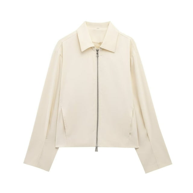 WRKEKC Veste d'Automne pour Femmes Décontractée Col Cranté Surdimensionnée Couleur Unie Manches Longues Manteau Léger Blazer Extérieur Haut pour Femmes Beige m