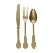 Pioneer Woman Fancy Gold Plastic Cutlery Set for 6, 18pcs