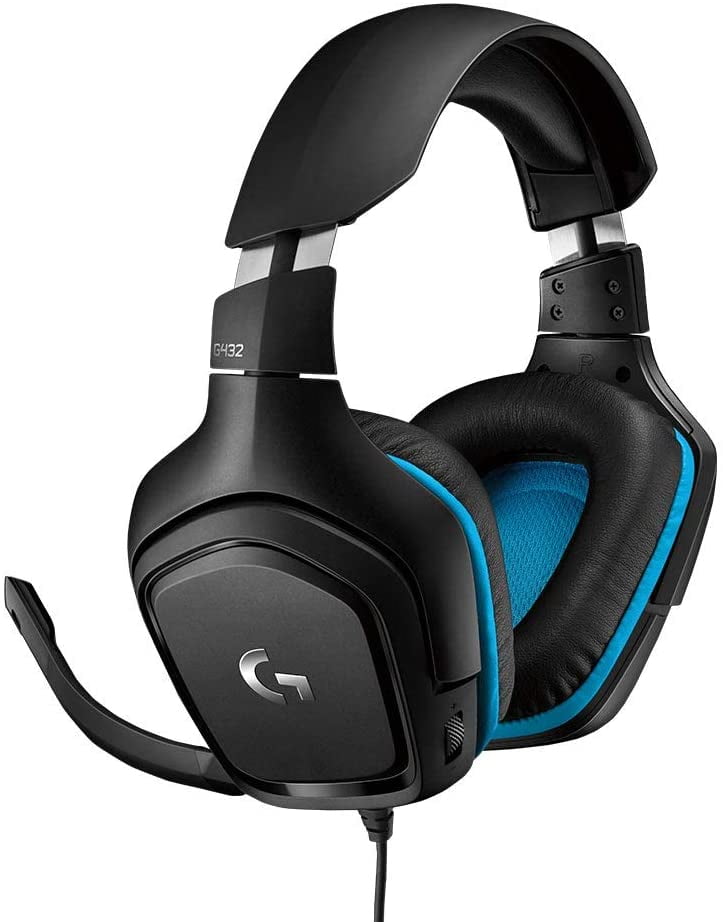 Logitech G432 DTS:X 7.1 Channel Wired Surround Sound Gaming Headset with  PC, Mac, PS4, PS5 Playstation 5, Xbox One, Switch Connect via 3.5mm or USB  Adapter - Leatherette - Black / Blue (