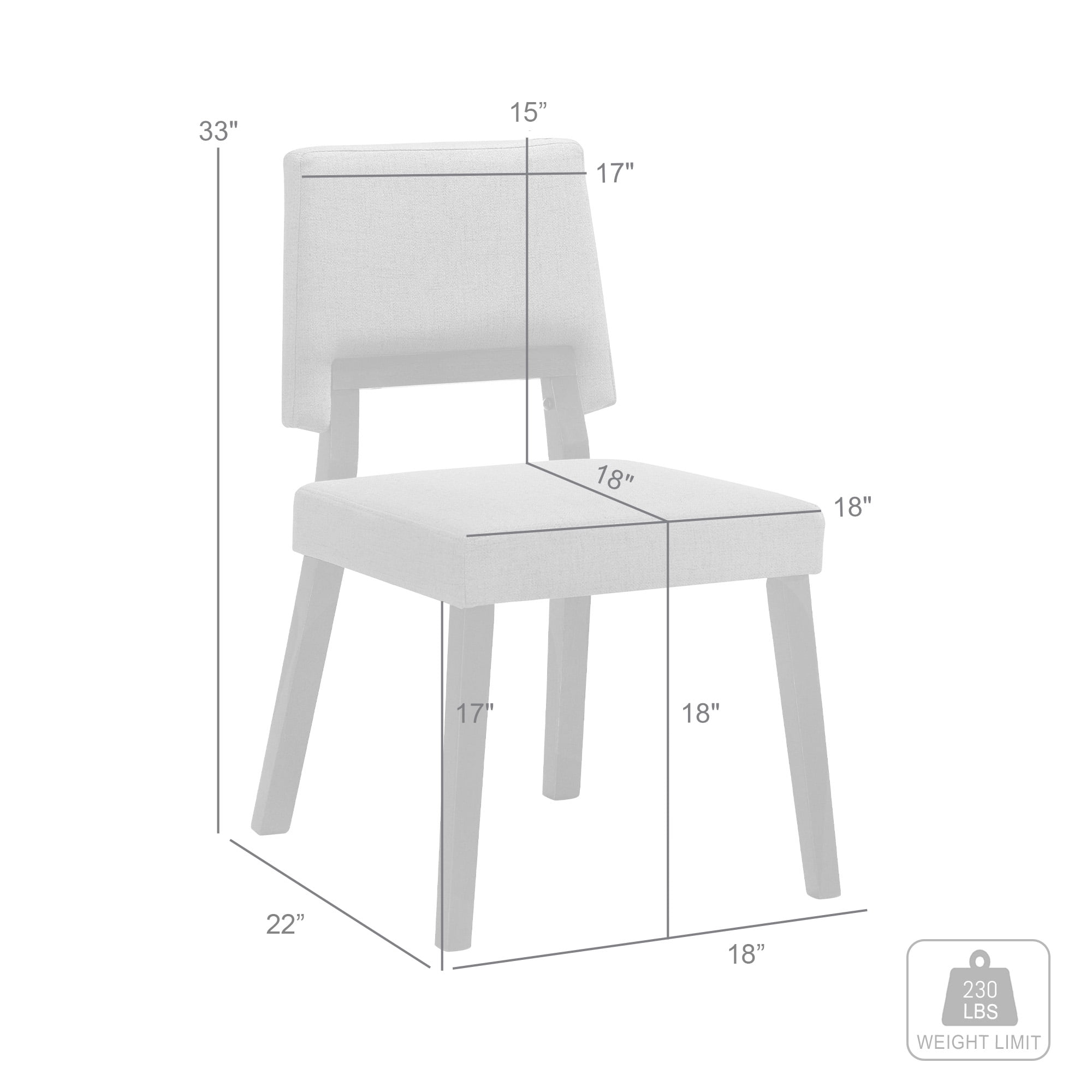 Channell Wood Dining Chair in Walnut Finish with Charcoal Fabric - Set of 6