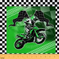 jejeloiu Outdoor Motocross Fabric by the Yard 3 Yards,Speed Sports Sewing Fabric,Green White Black Fabric for Sewing For Boys,Lightweight Room Decorative
